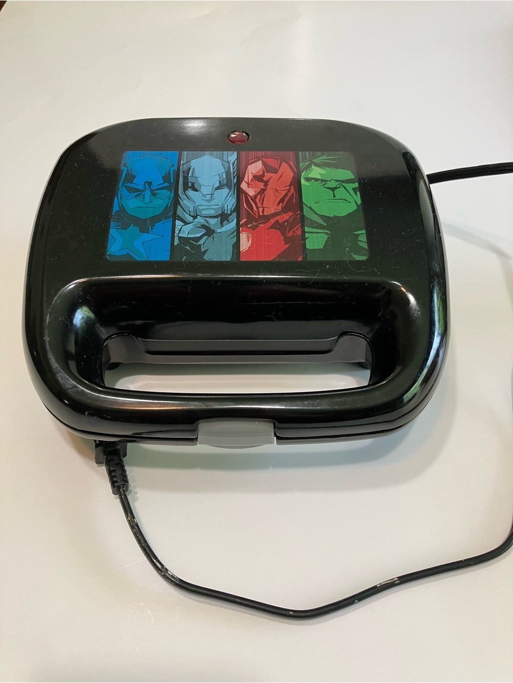 Marvel Black Waffle Maker with Logo Detail